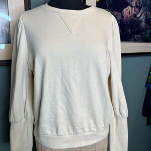 Who What Wear Ivory Ribbed Crewneck Sweatshirt Size XL